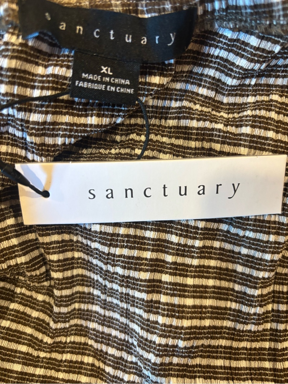 Sanctuary Black Cream Plaid Gingham Babydoll Mini Dress XL - Picture 3 of 4